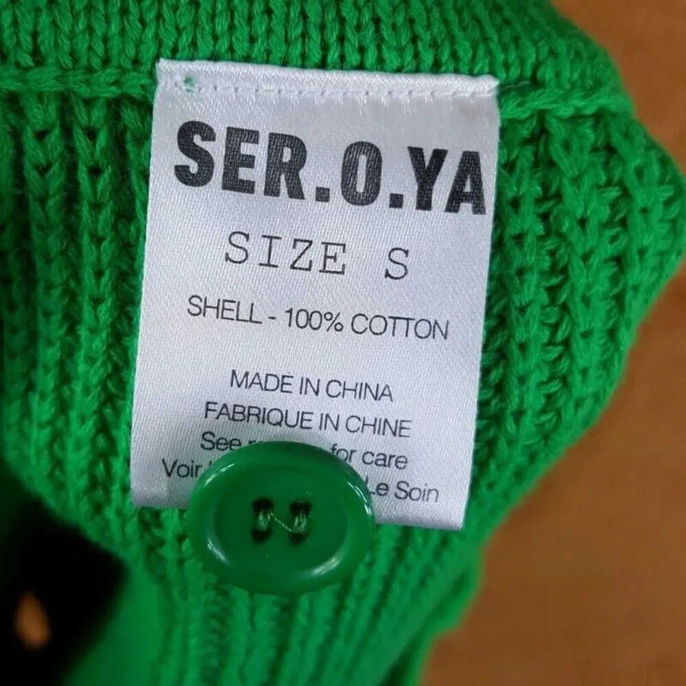 SER.O.YA Womens Shorts Small Green Pull On 100% Cotton Knit Satin Pockets UMA